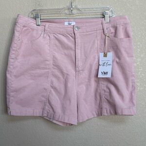 NWT YMI Pink Corduroy High Rise Shorts Women’s Size 19/34 Spring Summer Plus
